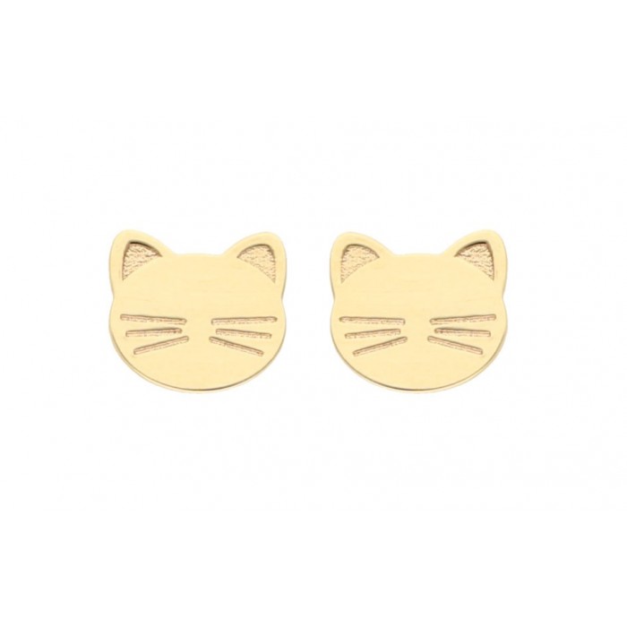 Boucles d'oreilles chat plaqué or - Boucle oreille enfant plaqué